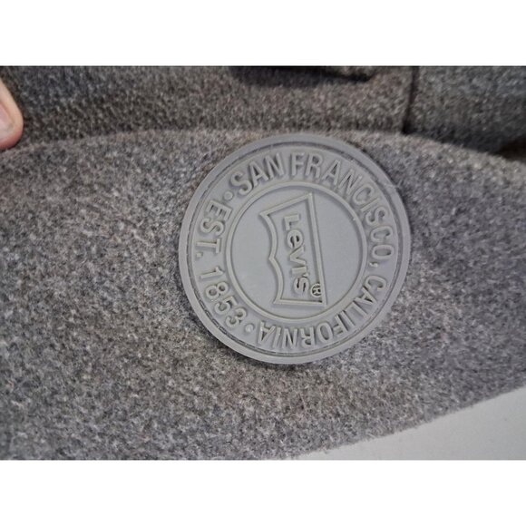 Levis Mens Gray Wool Blend Military-Style Jacket Full-Zip Size L Shoulder Button - Picture 4 of 16